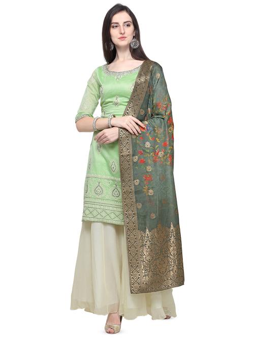 embroidered semi-stitched suit - 16524247 - Very Small Image - 1