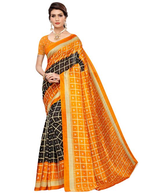bandhani printed saree with blouse - 16525982 - Very Small Image - 1