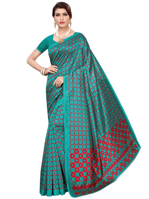 geometric printed saree with blouse - 16525991 - Very Small Image - 1