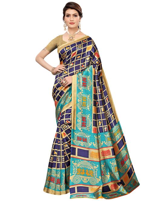 geometric printed saree with blouse - 16526003 - Very Small Image - 1
