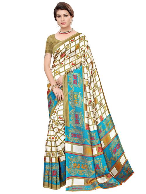 geometric printed saree with blouse - 16526008 - Very Small Image - 1