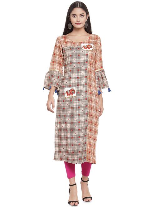 checkered straight kurta - 16526509 - Very Small Image - 1