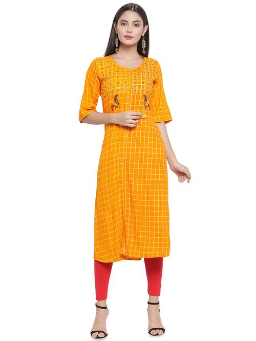 checkered straight kurta - 16526524 - Very Small Image - 1