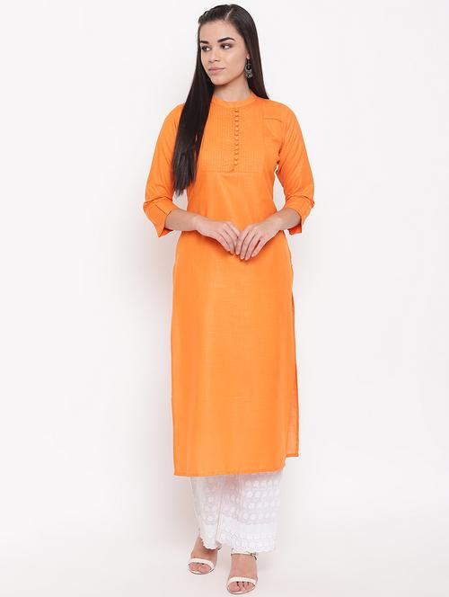 pintucks solid straight kurta - 16526879 - Very Small Image - 1