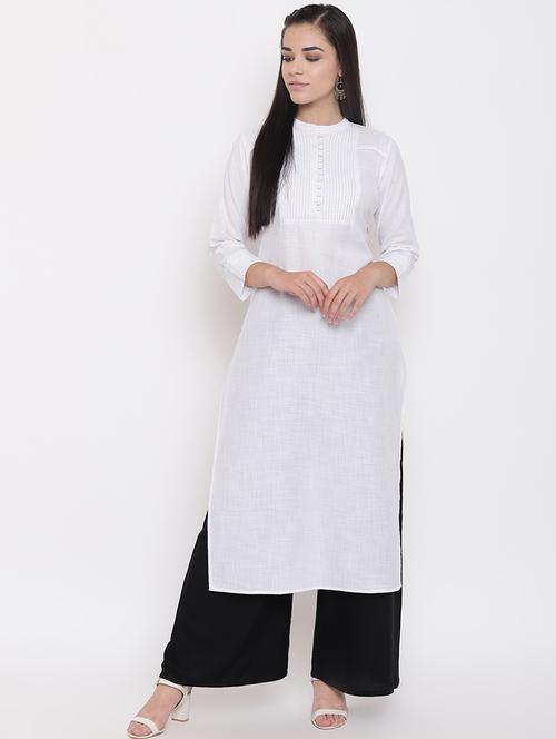 pintucks solid straight kurta - 16526886 - Very Small Image - 1