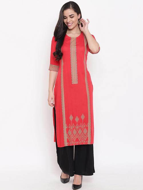 printed straight kurta - 16526892 - Very Small Image - 1