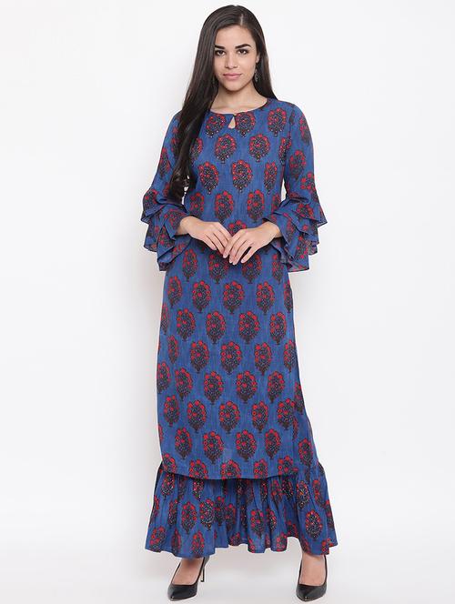 floral printed kurta sharara set - 16526926 - Very Small Image - 1