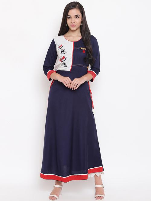patch work a-line kurta - 16526930 - Very Small Image - 1