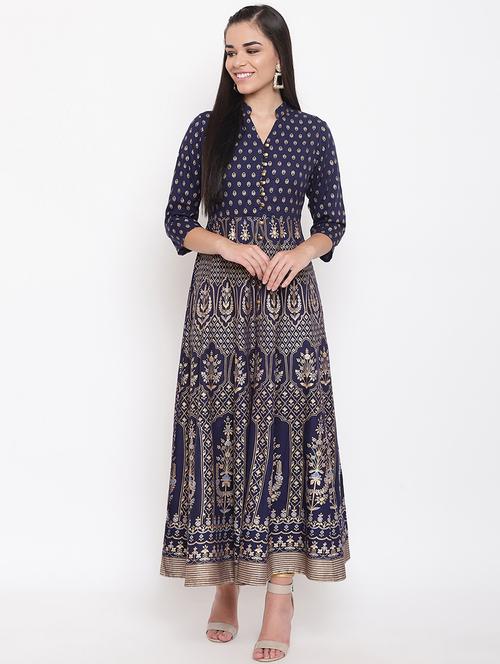 foil printed anarkali kurta - 16526938 - Very Small Image - 1