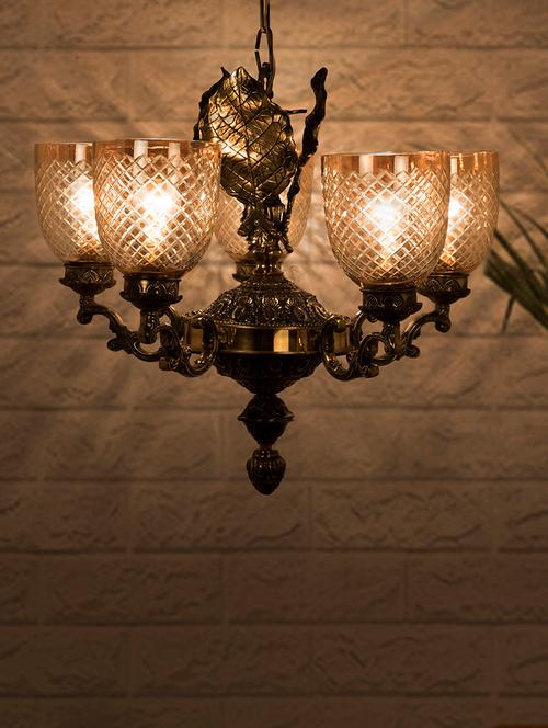 elegant golden betel leaf aluminium chandelier - 16527410 - Very Small Image - 1