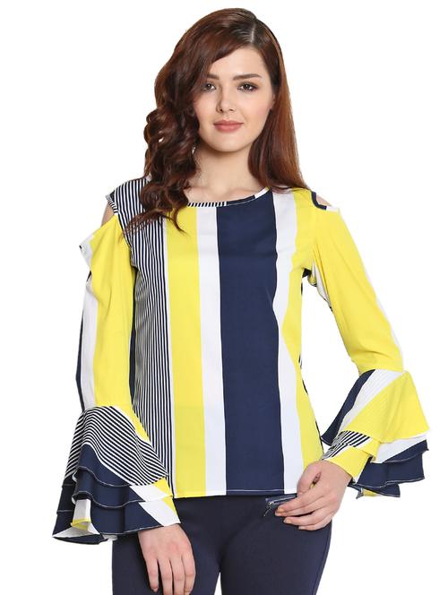 cold shoulder striped top - 16527831 - Very Small Image - 1