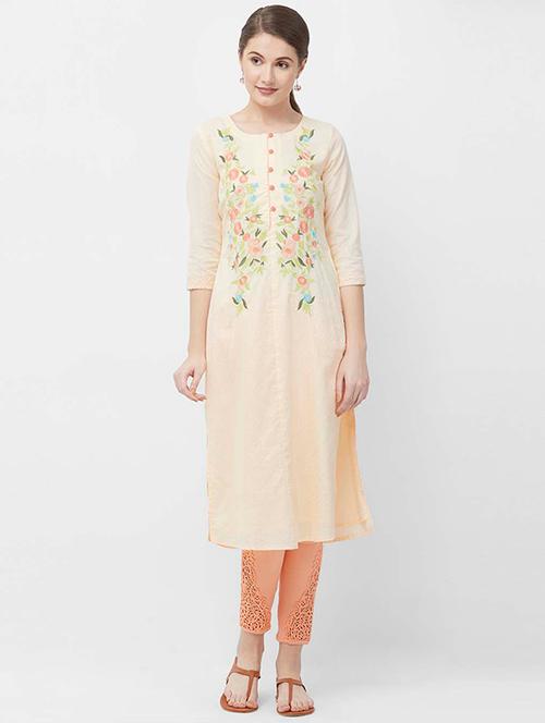 embroidered straight kurta - 16528358 - Very Small Image - 1