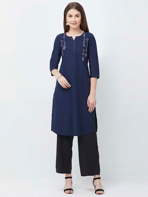 embroidered straight kurta - 16528359 - Very Small Image - 1