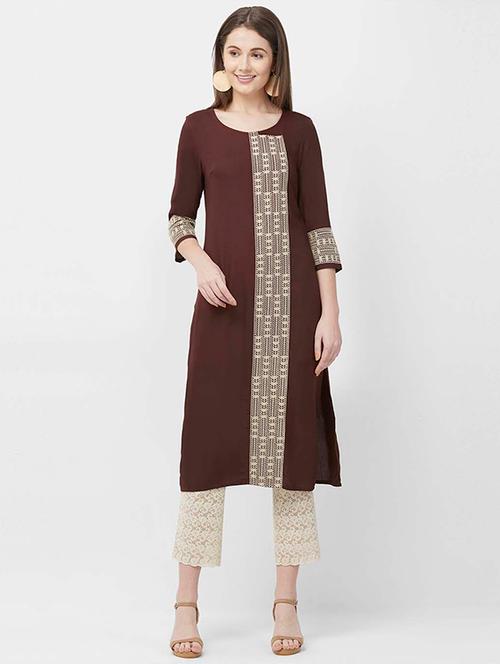 embroidered straight kurta - 16528361 - Very Small Image - 1