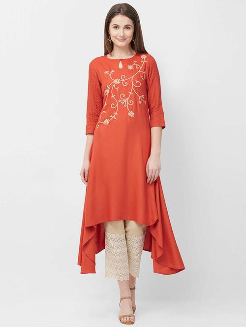 embroidered asymmetric kurta - 16528362 - Very Small Image - 1