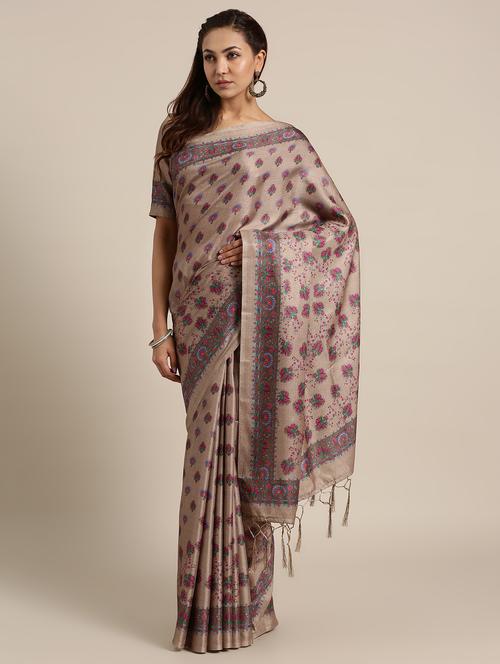 floral printed saree with blouse - 16528456 - Very Small Image - 1