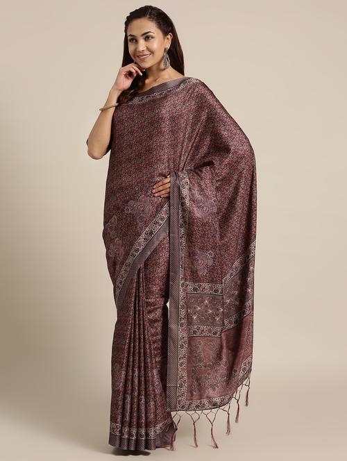 floral printed saree with blouse - 16528458 - Very Small Image - 1
