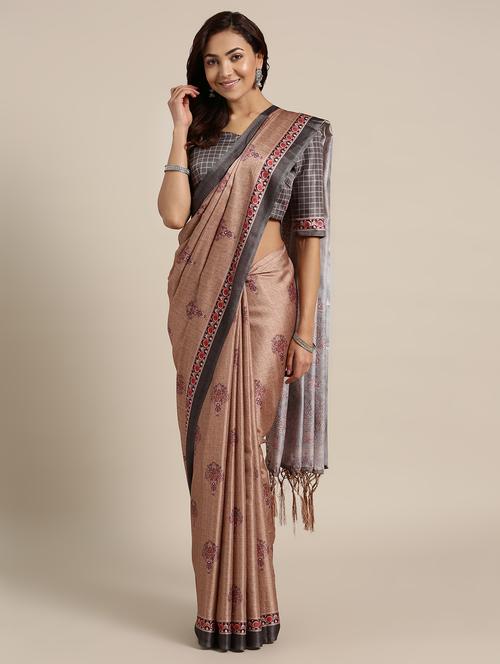 floral printed saree with blouse - 16528465 - Very Small Image - 1
