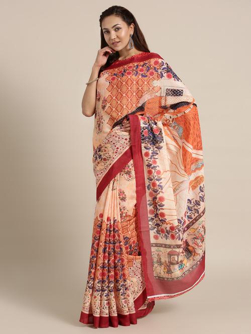 conversational printed saree with blouse - 16528477 - Very Small Image - 1