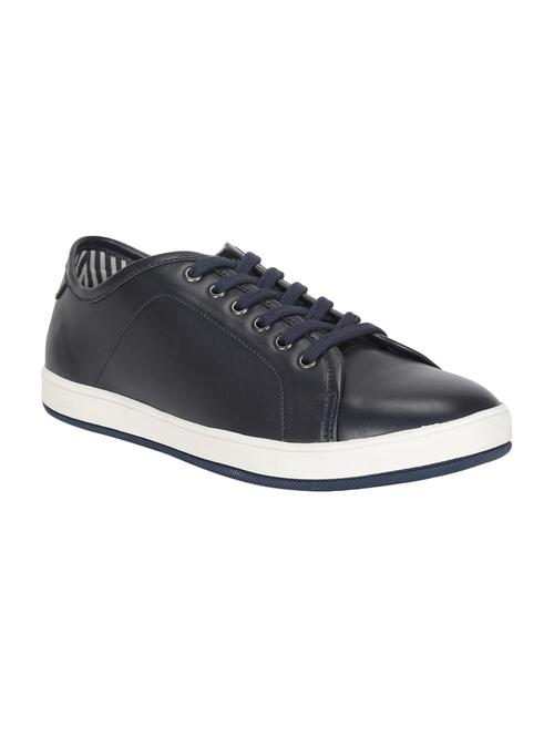 people navy blue leatherette lace up sneakers - 16529189 - Very Small Image - 1