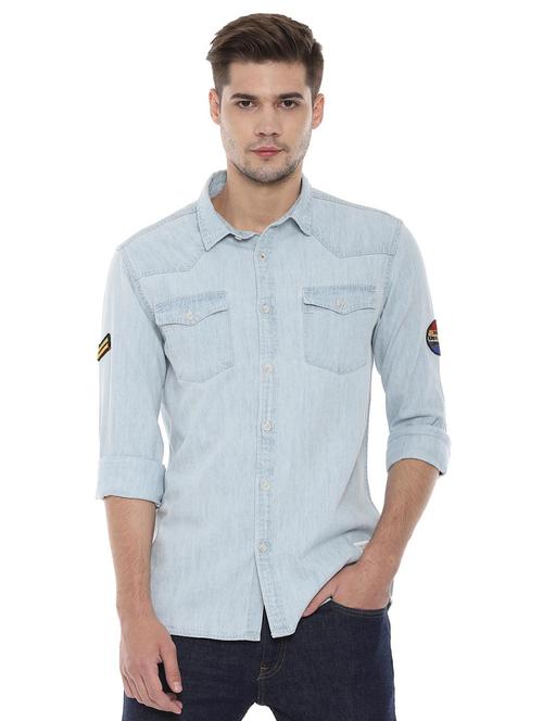 light blue solid casual shirt - 16529309 - Very Small Image - 1