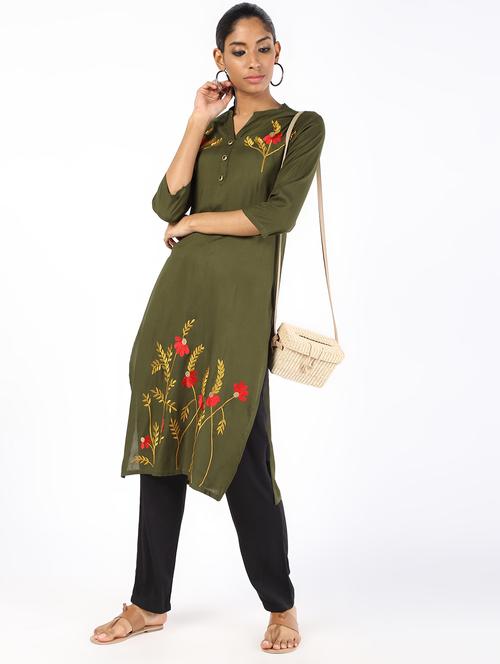 embroidered straight kurta - 16529715 - Very Small Image - 1