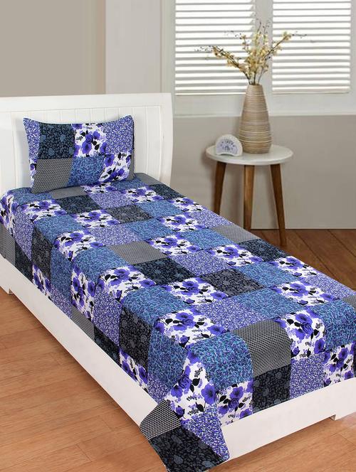 cotton printed single bedsheet with 1 pillow cover - 16529864 - Very Small Image - 1