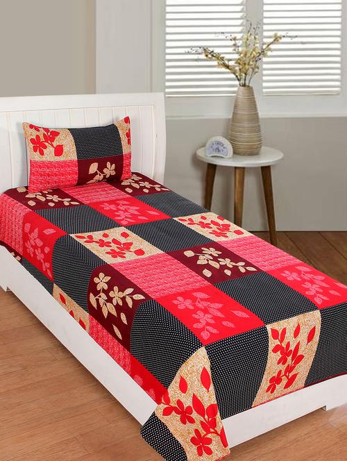 cotton printed single bedsheet with 1 pillow cover - 16529867 - Very Small Image - 1