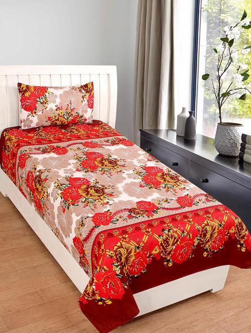 cotton printed single bedsheet with 1 pillow cover - 16529876 - Very Small Image - 1