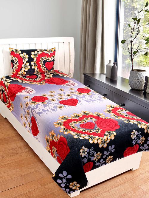 cotton printed single bedsheet with 1 pillow cover - 16529887 - Very Small Image - 1