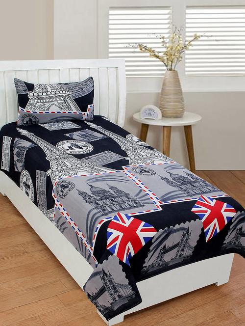 cotton printed single bedsheet with 1 pillow cover - 16529889 - Very Small Image - 1