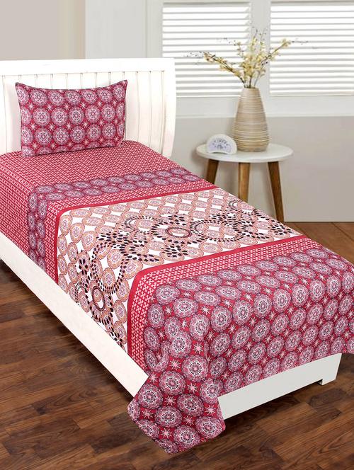 cotton printed single bedsheet with 1 pillow cover - 16529893 - Very Small Image - 1
