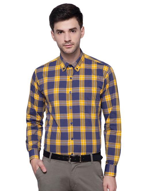 yellow checkered formal shirt - 16530857 - Very Small Image - 1