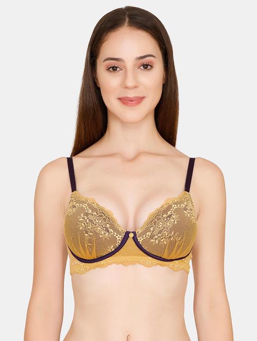 contrast detail laced plunge bra - 16531039 - Very Small Image - 1