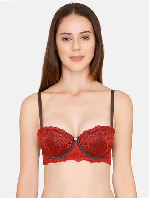 contrast detail laced balconette bra - 16531040 - Very Small Image - 1