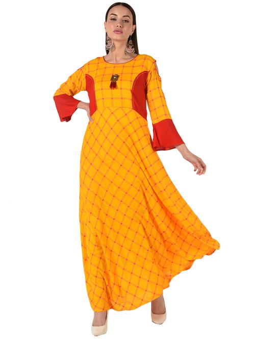 check print flared kurta - 16531255 - Very Small Image - 1