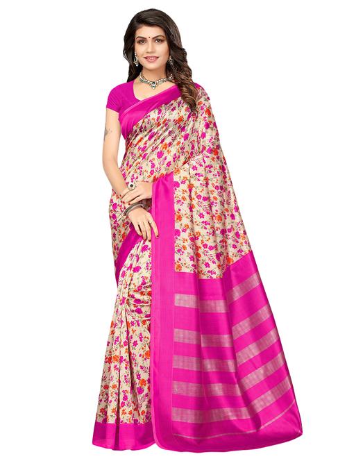 floral mysore silk saree with blouse - 16531291 - Very Small Image - 1