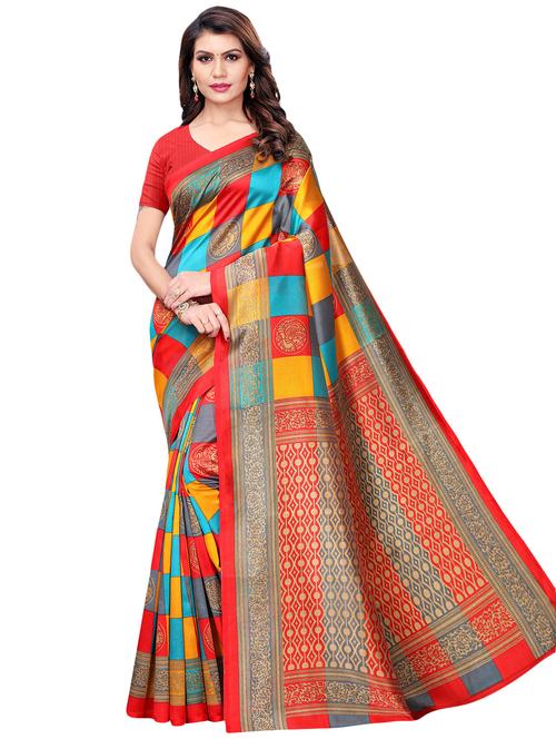 color block mysore silk saree with blouse - 16531305 - Very Small Image - 1