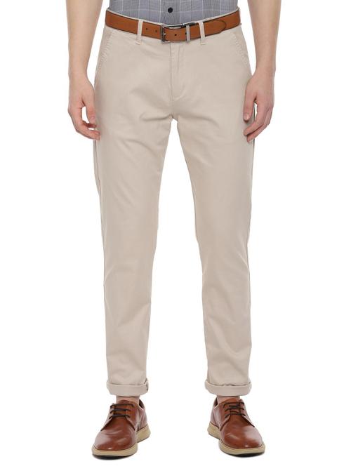 beige textured flat front casual trouser - 16531358 - Very Small Image - 1