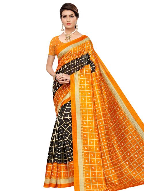 checkered bhagalpuri saree with blouse - 16531773 - Very Small Image - 1