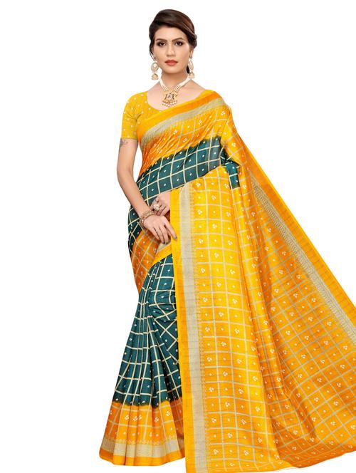 checkered bhagalpuri saree with blouse - 16531775 - Very Small Image - 1