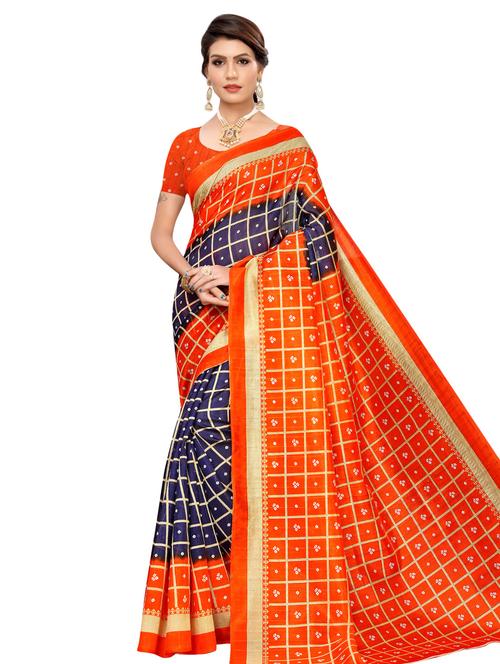checkered bhagalpuri saree with blouse - 16531779 - Very Small Image - 1