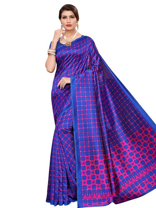 checkered bhagalpuri saree with blouse - 16531781 - Very Small Image - 1