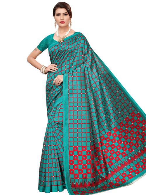 checkered bhagalpuri saree with blouse - 16531782 - Very Small Image - 1