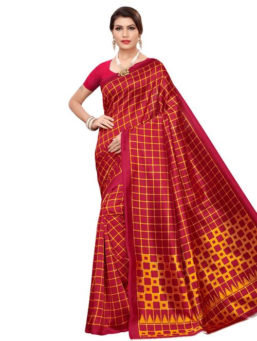 checkered bhagalpuri saree with blouse - 16531783 - Very Small Image - 1