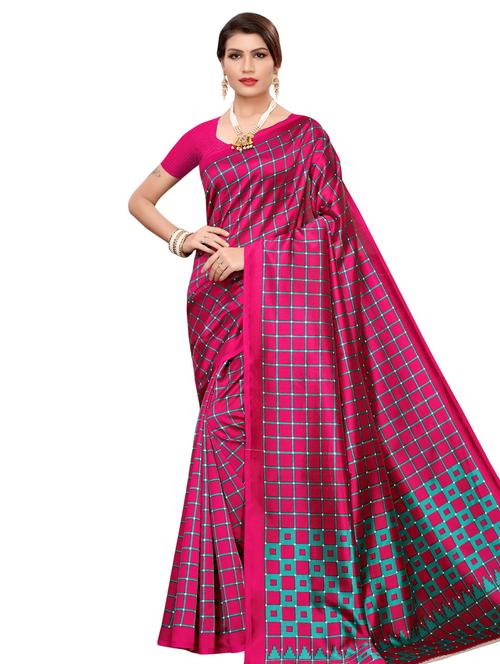 checkered bhagalpuri saree with blouse - 16531788 - Very Small Image - 1