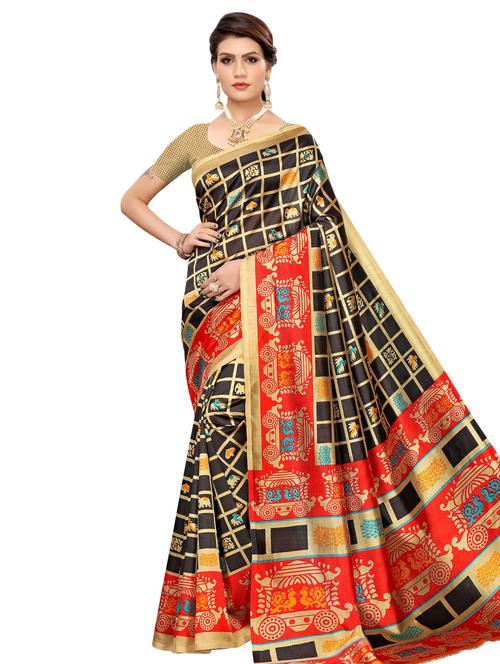 checkered bhagalpuri saree with blouse - 16531793 - Very Small Image - 1