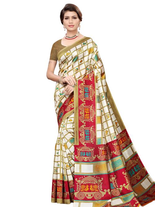 checkered bhagalpuri saree with blouse - 16531800 - Very Small Image - 1