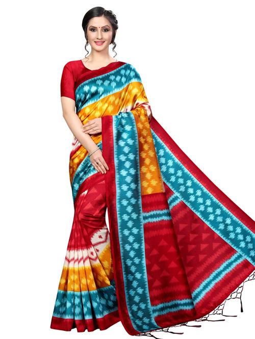 ikat bhagalpuri saree with blouse - 16531802 - Very Small Image - 1