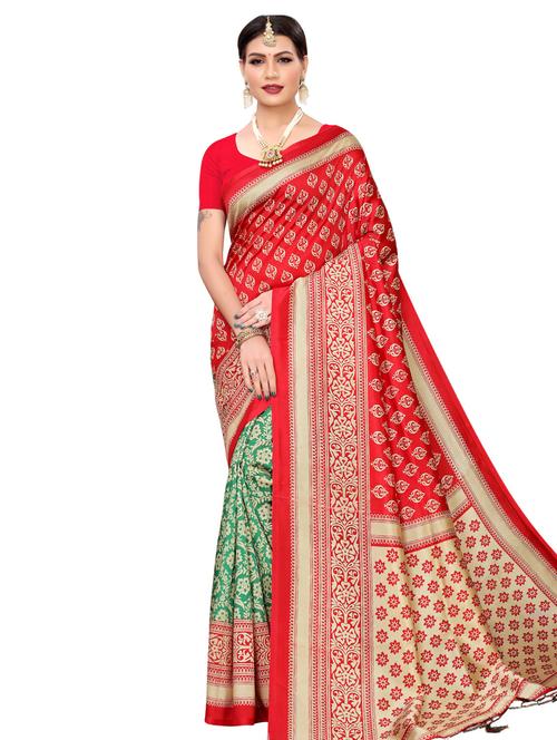 half & half bhagalpuri saree with blouse - 16531819 - Very Small Image - 1